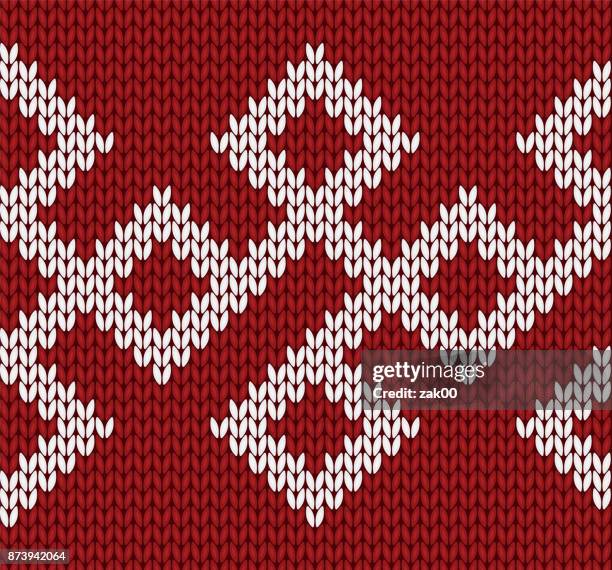 knit design. seamless pattern. vector knitting texture - knitted sweater pattern stock illustrations