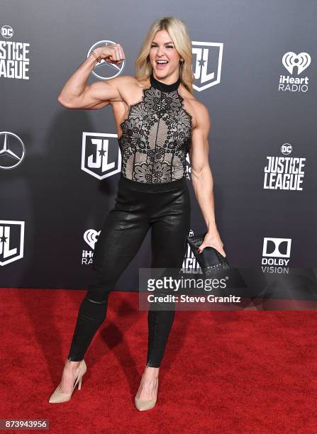 Brooke Ence arrives at the Premiere Of Warner Bros. Pictures' "Justice League" at Dolby Theatre on November 13, 2017 in Hollywood, California.