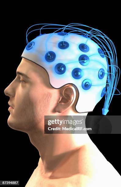 electroencephalography - brain activity stock illustrations