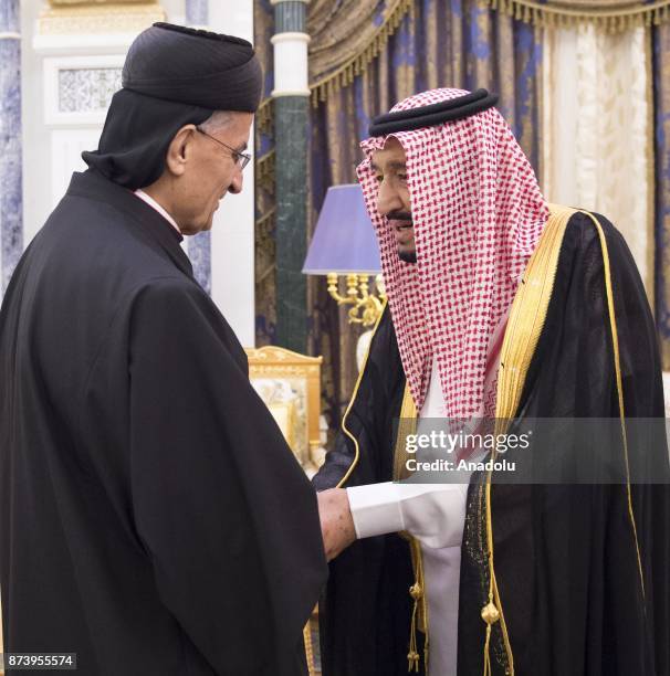 King of Saudi Arabia Salman bin Abdulaziz Al Saud meets Maronite Patriarch of Antioch Bechara Boutros al-Rahi in Riyadh, Saudi Arabia on November 14,...