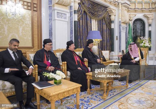 King of Saudi Arabia Salman bin Abdulaziz Al Saud meets Maronite Patriarch of Antioch Bechara Boutros al-Rahi in Riyadh, Saudi Arabia on November 14,...