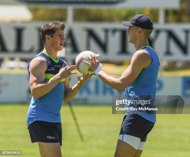 Mandurah , Australia - 14 November 2017; Shane Walsh and Killian Clarke during Ireland International Rules Squad training at Bendigo Bank Stadium,...