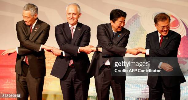 Singapore Prime Minister Lee Hsien Loong, Australia Prime Minister Malcolm Bligh Turnbull, Japan Prime Minister Shinzo Abe and South Korea President...