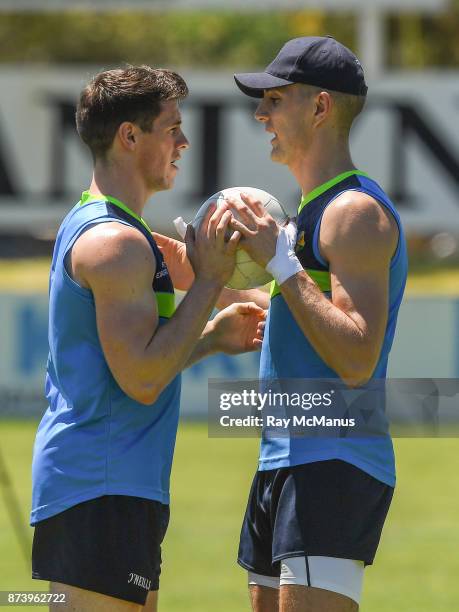 Mandurah , Australia - 14 November 2017; Shane Walsh and Killian Clarke during Ireland International Rules Squad training at Bendigo Bank Stadium,...