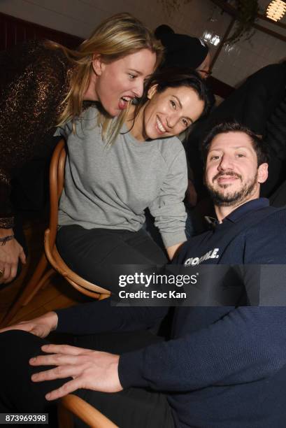 Elodie Costes, Aure Atika and Monsieur Poulpe attend the Dinner at 'Le Bouillon' Restaurant as part 2 of 'Les Fooding 2018': Cocktail at Les Follies...