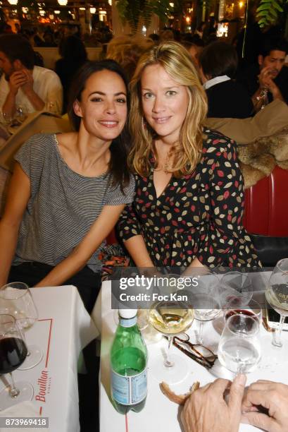 Berenice Bejot and painter Caroline Faindt attend the Dinner at 'Le Bouillon' Restaurant as part 2 of 'Les Fooding 2018': Cocktail at Les Follies...
