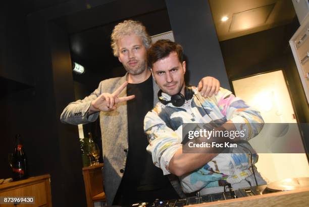 DJs Polo and Pan perform during the Dinner at 'Le Bouillon' Restaurant as part 2 of 'Les Fooding 2018': Cocktail at Les Follies Pigalle 11 Place...