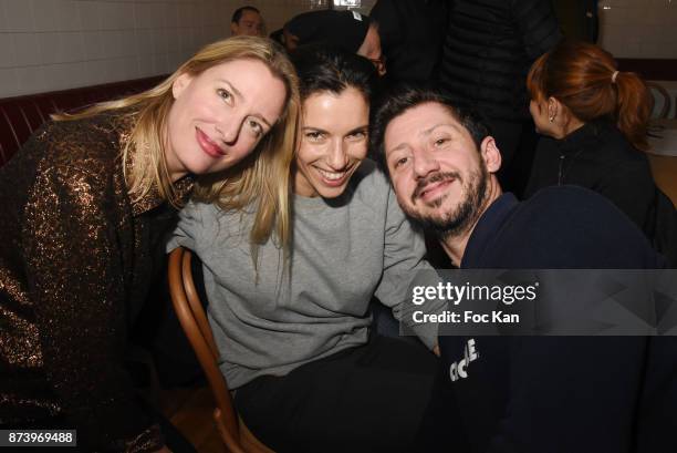 Elodie Costes, Aure Atika and Monsieur Poulpe attend the Dinner at 'Le Bouillon' Restaurant as part 2 of 'Les Fooding 2018': Cocktail at Les Follies...