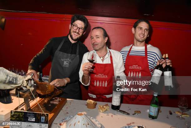 Bellotta Belotta Ham by Philippe Poulachon and Chateau Maison Blanche wine by Victor Lacoste attend 'Les Fooding 2018': Cocktail at Les Follies...