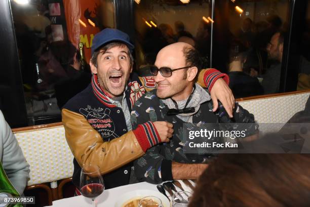 Artist Andre Saraiva and Lionel Bensemoun attend the Dinner at 'Le Bouillon' Restaurant as part 2 of 'Les Fooding 2018': Cocktail at Les Follies...