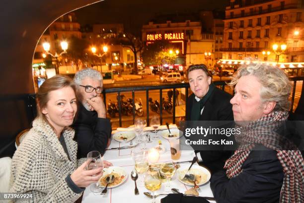 Veronique Zekri, Bernard Zekri, Julien Bizot and a guest attend the Dinner at 'Le Bouillon' Restaurant as part 2 of 'Les Fooding 2018': Cocktail at...