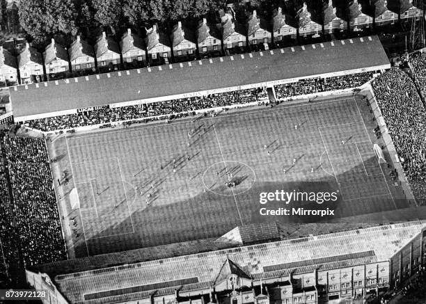 Aerial view of Villa Park football stadium, home to Aston Villa Football Club, 25th July 1966.