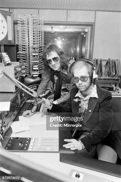 Elton John makes a whistle-stop visit to Birmingham and spends an hour as a disc jockey at BRMB radio studios. He joins regular DJ Adrian Juste,...