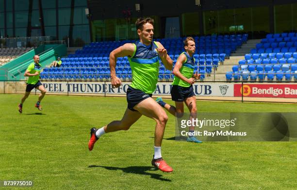 Mandurah , Australia - 14 November 2017; Niall Murphy and Enda Smith, right, during a fitness test at the Ireland International Rules Squad training...