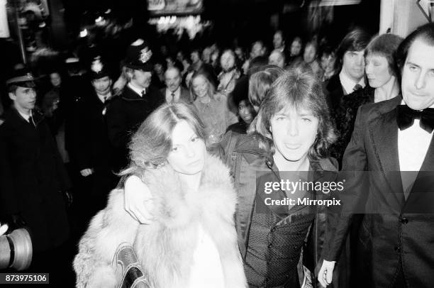 David Cassidy, singer, actor and musician, in London, 1977. David arrives at The Rialto Cinema, Leicester Square, London for the film premiere of The...