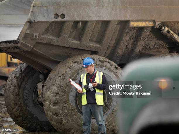 ecologist at mine - huge mining machine stock pictures, royalty-free photos & images