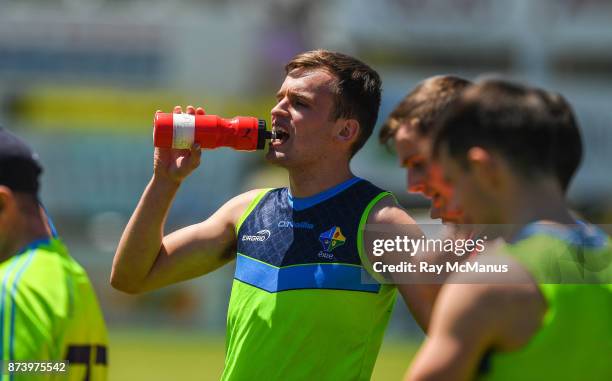 Mandurah , Australia - 14 November 2017; Enda Smith enjoys a drink during Ireland International Rules Squad training at Bendigo Bank Stadium,...