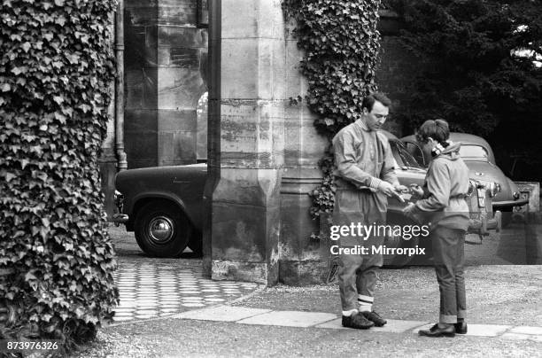 England football team training at Lilleshall ahead of the international match against Scotland. Jimmy Greaves signs an autograph for a young fan, 9th...