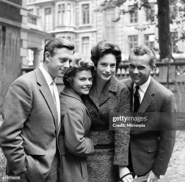 Announcers Michael Aspel, Judith Chalmers, Nan Winton and Kenneth Kendall, 29th September 1960.