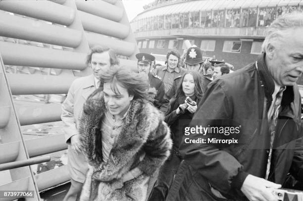 David Cassidy, singer, actor and musician, leaves London's Heathrow Airport in 1973, after some sell out shows. Three thousand screaming teenage fans...