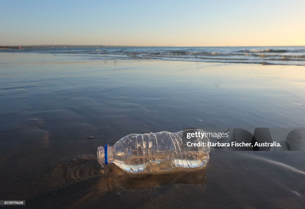 Plastic bottle on beach