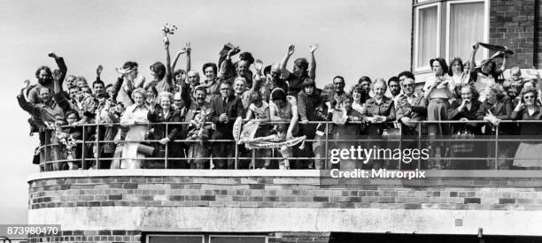 Liverpool fans gathered on the balcony at Speke Airport as their idols board their plane, bound for Rome, to contest their first ever European Cup...