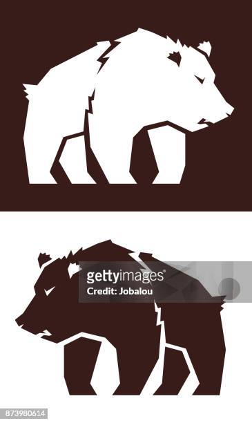 illustrazioni stock, clip art, cartoni animati e icone di tendenza di clip art dell'orso grizzly - grizzly bear attack