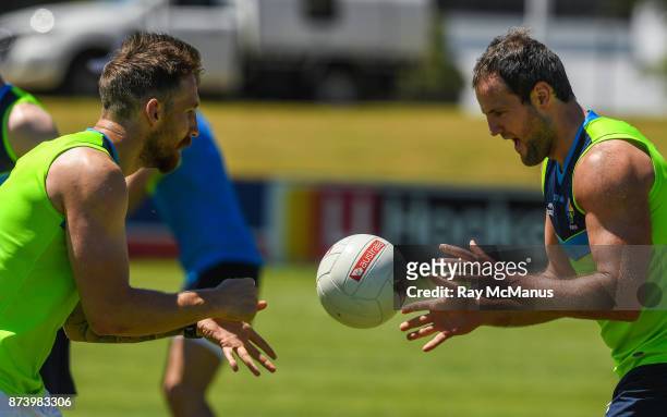 Mandurah , Australia - 14 November 2017; Zach Tuohy and Michael Murphy during Ireland International Rules Squad training at Bendigo Bank Stadium,...