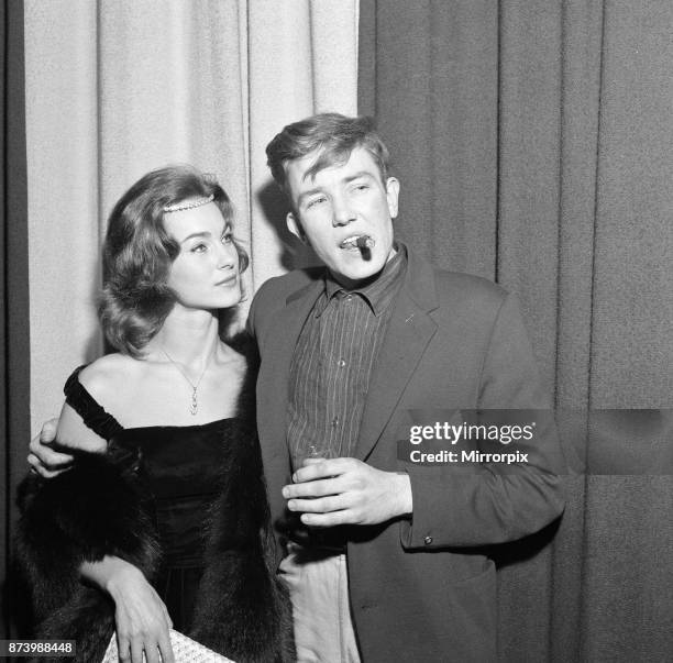 Albert Finney and Shirley Anne Field at the premiere of their new film 'Saturday Night and Sunday Morning', 26th October 1960.