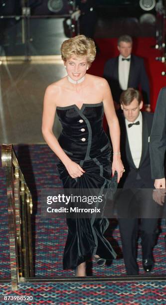 Princess Diana, The Princess of Wales, attends the Royal Gala Premiere of '1492 - Conquest of Paradise' at The Empire Leicester Square, London,...