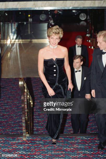Princess Diana, The Princess of Wales, attends the Royal Gala Premiere of '1492 - Conquest of Paradise' at The Empire Leicester Square, London,...