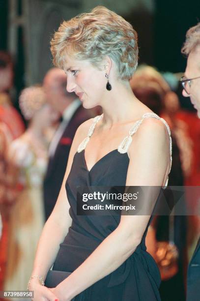 Princess Diana, Princess of Wales, arrives at The Coliseum in London to see The Taming of the Shrew' performed by The English National Ballet....