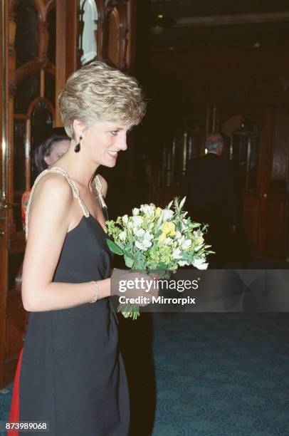 Princess Diana, Princess of Wales, arrives at The Coliseum in London to see The Taming of the Shrew' performed by The English National Ballet....