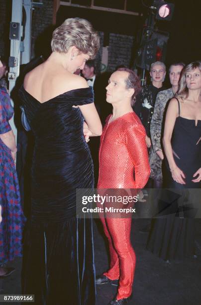 Princess Diana, Princess of Wales, attends Carnival of the Birds for the RSPB Charity, Royal Opera House, Covent Garden, London, Britain. Diana is...