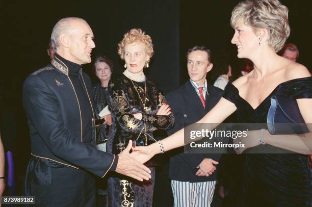 Princess Diana, Princess of Wales, attends Carnival of the Birds for the RSPB Charity, Royal Opera House, Covent Garden, London, Britain. Diana is...