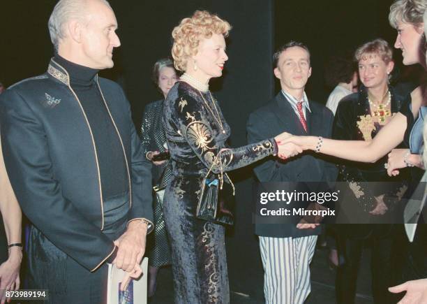 Princess Diana, Princess of Wales, attends Carnival of the Birds for the RSPB Charity, Royal Opera House, Covent Garden, London, Britain. Diana is...