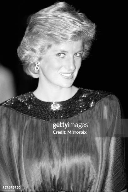 Princess Diana, Princess of Wales, attends the First Night of the English National Ballet, at The Coliseum Theatre, London, Picture taken 16th July...