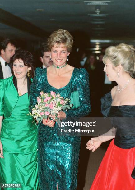 Princess Diana, Princess of Wales, attends the Diamond Ball in aid of Schizophrenia - a National Emergency, of which she is Patron, at The Royal...