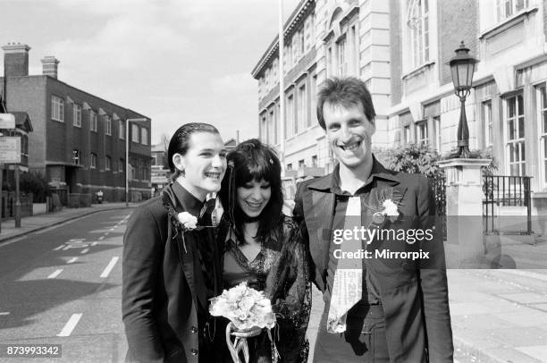 Punk rock wedding at Acton Town Hall of The Damned frontman Dave Vanian and Laurie Glendon, 20. After the wedding they are going to Hastings for a...