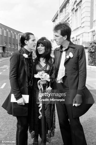 Punk rock wedding at Acton Town Hall of The Damned frontman Dave Vanian and Laurie Glendon, 20. After the wedding they are going to Hastings for a...
