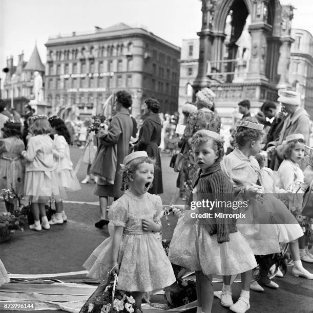 Manchester Church of England Whit Monday walks. Angela Lane, aged 4, of St Matthews Mission Manchester yawns as she waits to make the walk from...