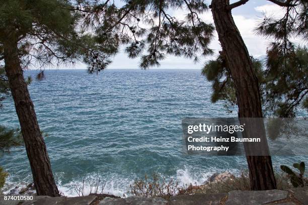 view of the sea from nafplio, (nauplia), peloponnese, greece - heinz baumann photography stock pictures, royalty-free photos & images