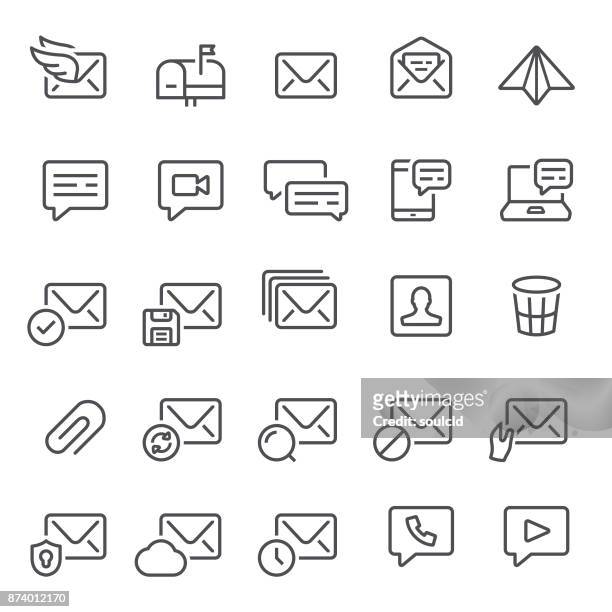 stockillustraties, clipart, cartoons en iconen met e-mail en messaging pictogrammen - inbox filing tray