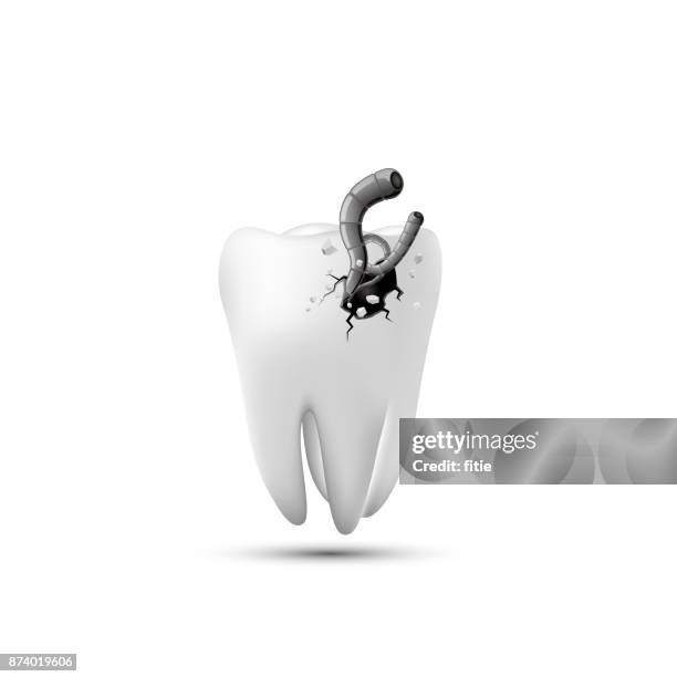 dental-symbol, zahn schützen - verfault stock-grafiken, -clipart, -cartoons und -symbole