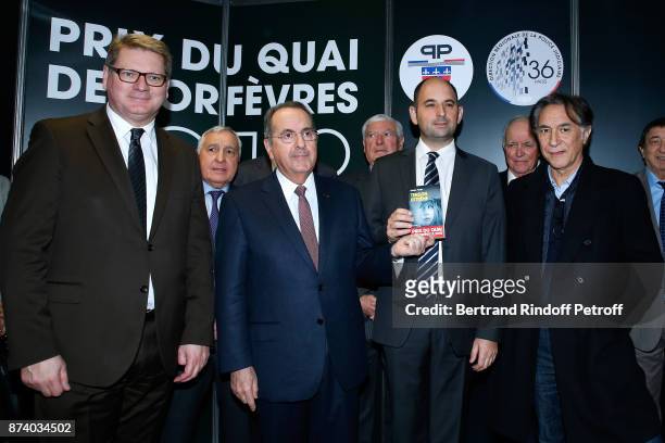 Director of the "Police Judiciaire" Christian Sainte, Paris Police Prefect Michel Delpuech, writer Sylvain Forge and Sponsor of the 2018 Prize,...