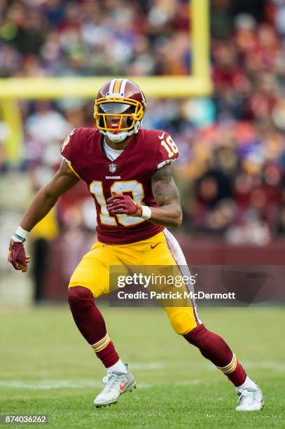 Wide receiver Josh Doctson of the Washington Redskins in action in the third quarter against the Minnesota Vikings at FedExField on November 12, 2017...