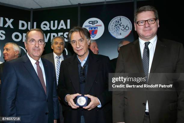 Paris Police Prefect Michel Delpuech, Sponsor of the 2018 Prize, Richard Berry and Director of the "Police Judiciaire" Christian Sainte attend...