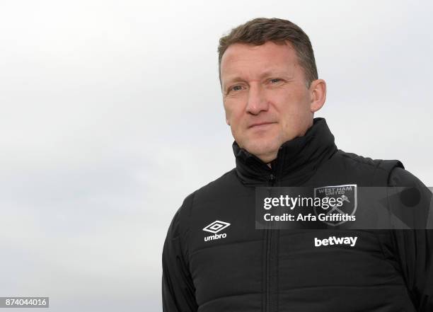 Billy McKinlay of West Ham United during Training at Rush Green on November 14, 2017 in Romford, England.