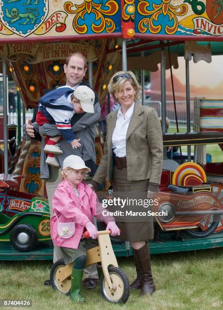 Prince Edward, Earl of Wessex and and Sophie, Countess of Wessex pose with their children James, Viscount Severn and Lady Louise Windsor at the...