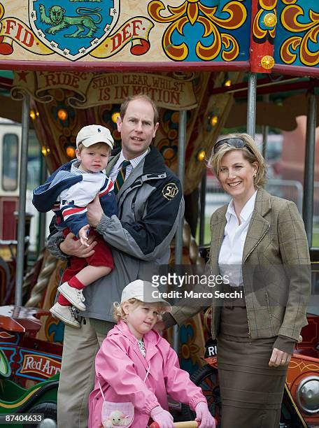 Prince Edward, Earl of Wessex and and Sophie, Countess of Wessex pose with their children James, Viscount Severn and Lady Louise Windsor at the...